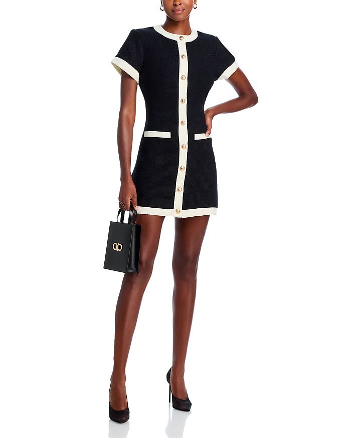 AQUA Tweed Short Sleeve Mini Dress - Exclusive | Bloomingdale's