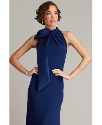 Sims Taffeta Shoulder Bow Halter Gown