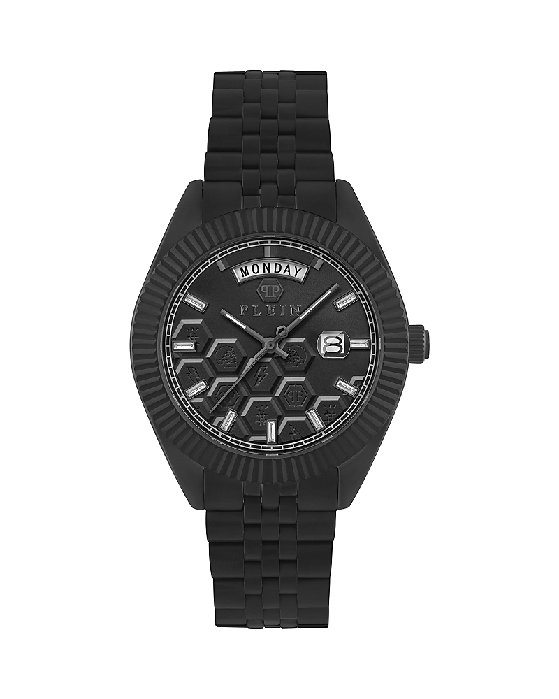 Philipp Plein Date Superlative Crystal Watch In Black