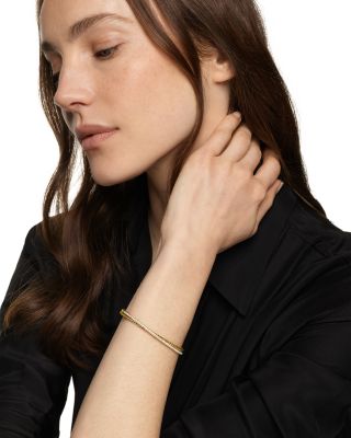Crossover Two Row Bracelet in 18K Yellow Gold with Diamonds, 6mm 