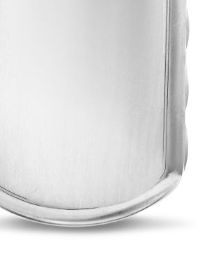 Men's Sculpted Cable Tag in Sterling Silver with Diamonds, 35mm