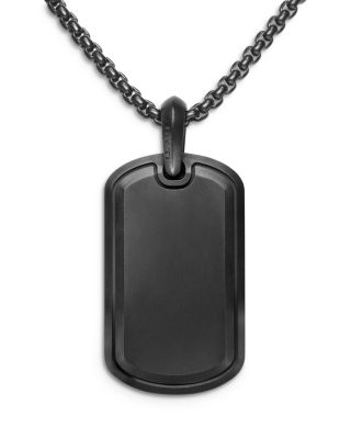 Men's Sculpted Cable Tag in Black Titanium with Black Diamonds, 35mm