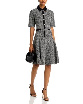 Metallic Tweed Flounce Dress