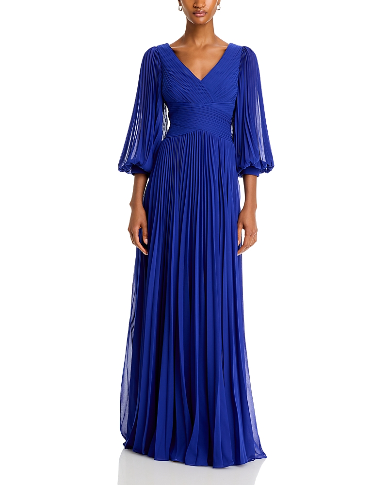 TERI JON BY RICKIE FREEMAN TERI JON BY RICKIE FREEMAN CHIFFON PLEATED V NECK GOWN