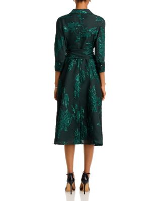 Metallic Jacquard Midi Shirt Dress