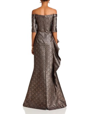 Jacquard Off The Shoulder Gown