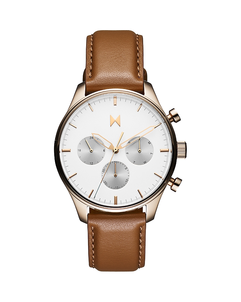 Mvmt Men's Airhawk Tan Leather Strap Watch 42mm In White/tan