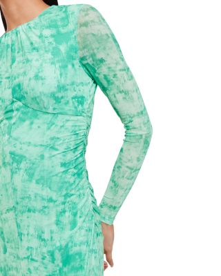 Brushwork Print Mesh Dress