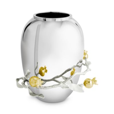 Pomegranate Silver and Gold Medium Vase