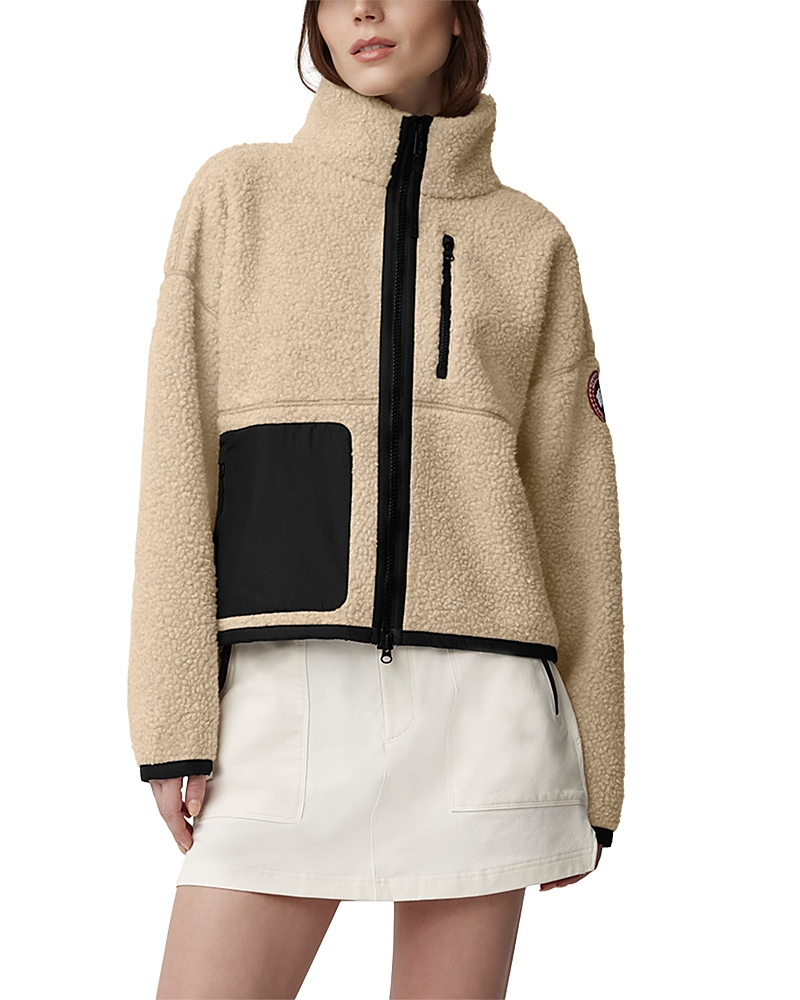 Canada Goose Womens Light Tan-tan Clair Simcoe Fleece Wool-blend Jacket Xs In Neutral