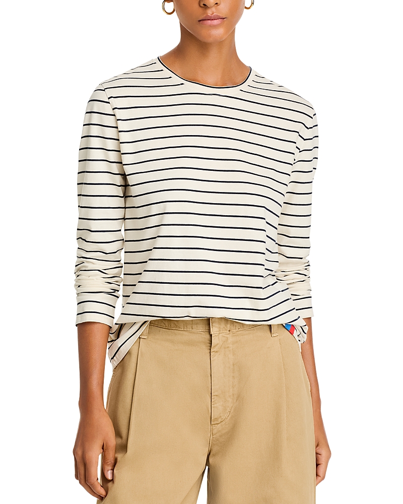 Kule The Modern Long Sleeve Tee In Cream/navy