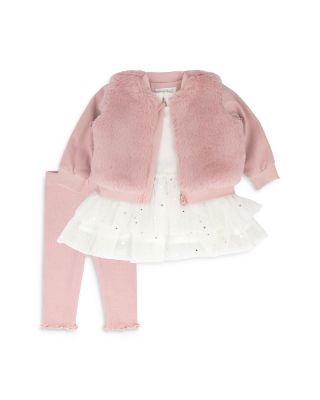 Miniclasix - Girls' Tutu Top, Faux Fur Jacket & Leggings Set - Baby