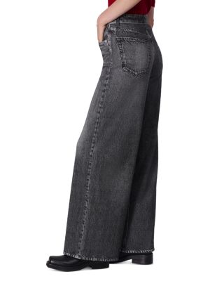Miramar Sofie High Rise Wide Leg Cotton Terry Sweatpant Jeans in Washed Black