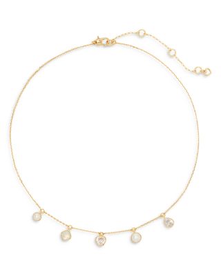 kate spade new york Bubbly Bezel Imitation Pearl & Cubic Zirconia Charm Necklace, 16-19