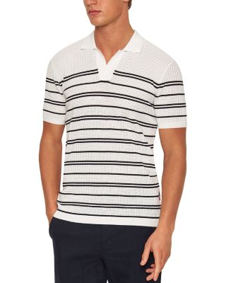 Orlebar Brown - Roddy Waffle Knit Mesh Ribbon Stripe Classic Fit Polo Shirt