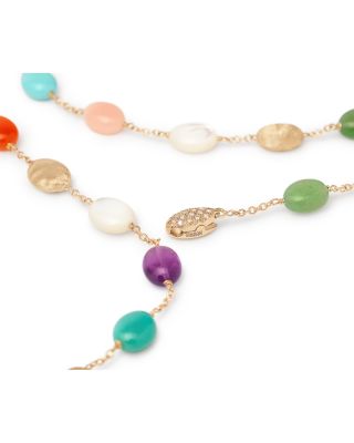 18K Yellow Gold Siviglia Multi Stone & Diamond Textured Bead Lariat Necklace, 18" - Exclusive, Italy Campaign