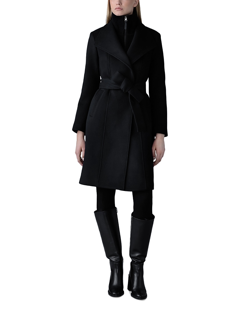 Mackage Norita Double-face Belted Wool Coat In Black