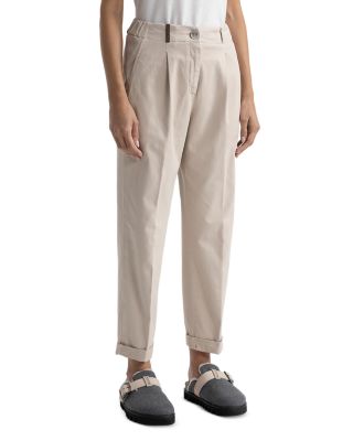 Peserico - Pants with Darts & Back Elastic Waistband