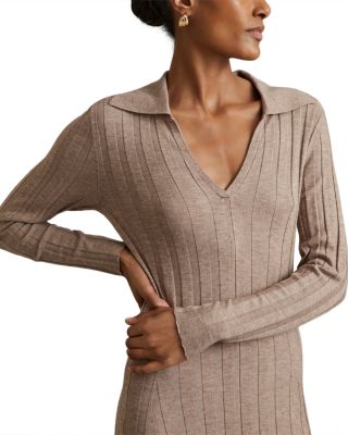knee length dresses for ladies Cleona Merino Wool Ribbed Long Sleeve Maxi Dress main image 0