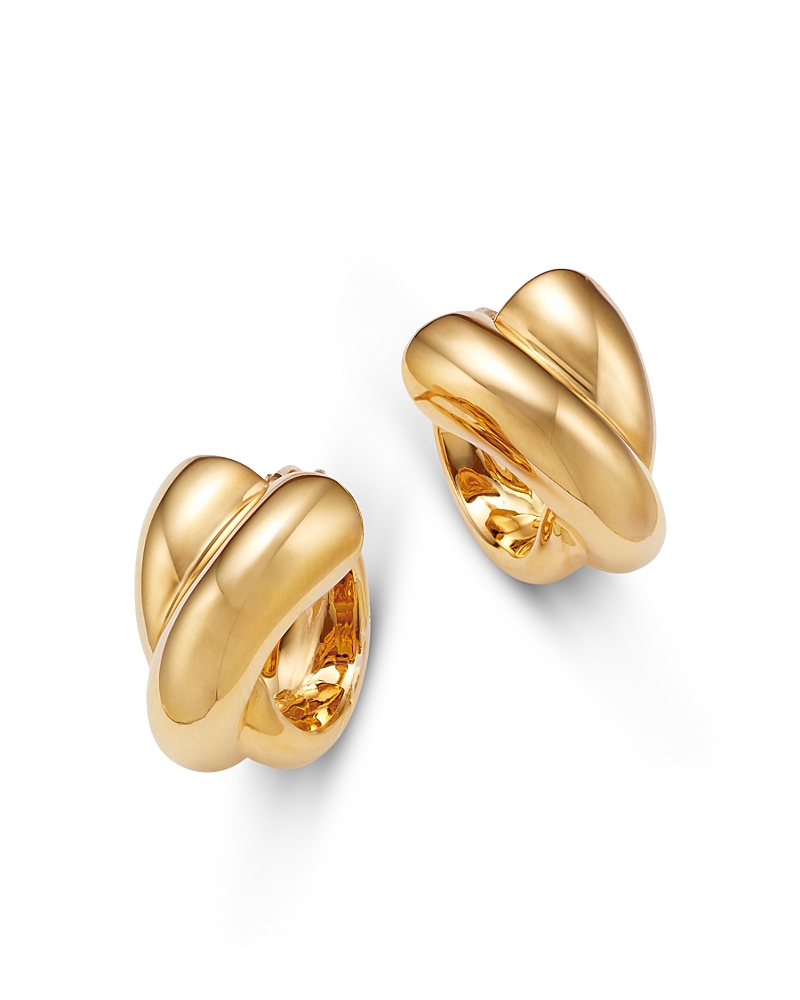 Bloomingdale's Fine Collection Crossover Huggie Hoop Earrings in 14K Yellow Gold