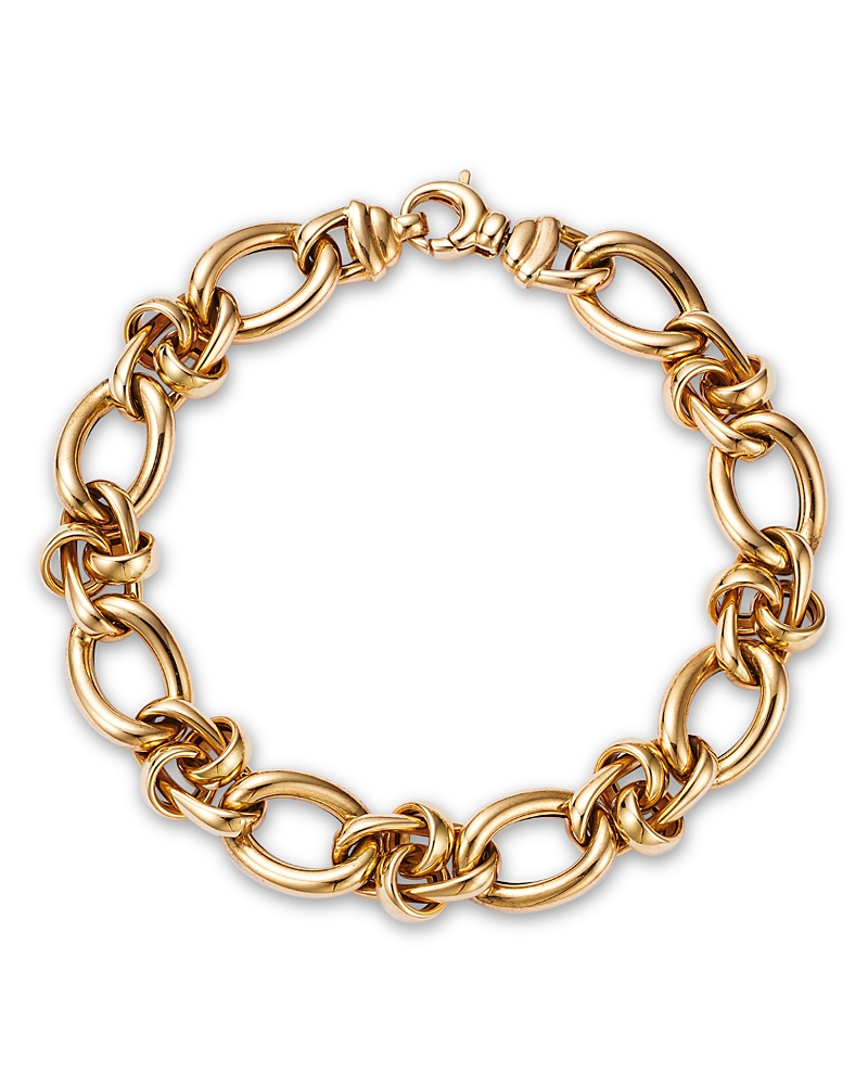 Bloomingdale's Fine Collection Mixed Size Polish Link Bracelet In 14k Yellow Gold In Gold