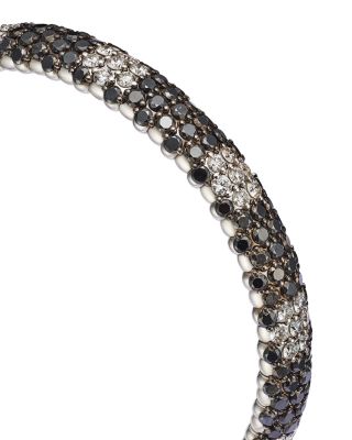 18K White Gold Stretch Collection Black & White Diamond Flower Motif Bracelet - Exclusive