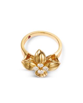 18K Yellow Gold Love in Verona Diamond Flower Ring - Exclusive