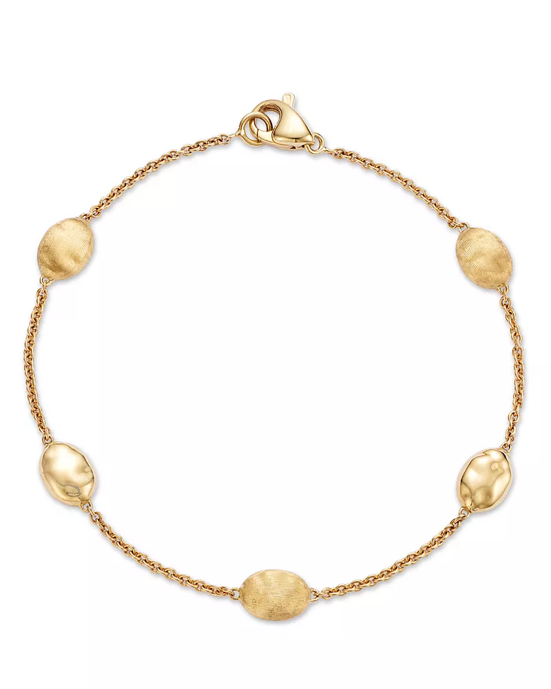 Marco Bicego 18K Yellow Gold Siviglia Polished & Textured Hammered Station Link Bracelet - Exclusive