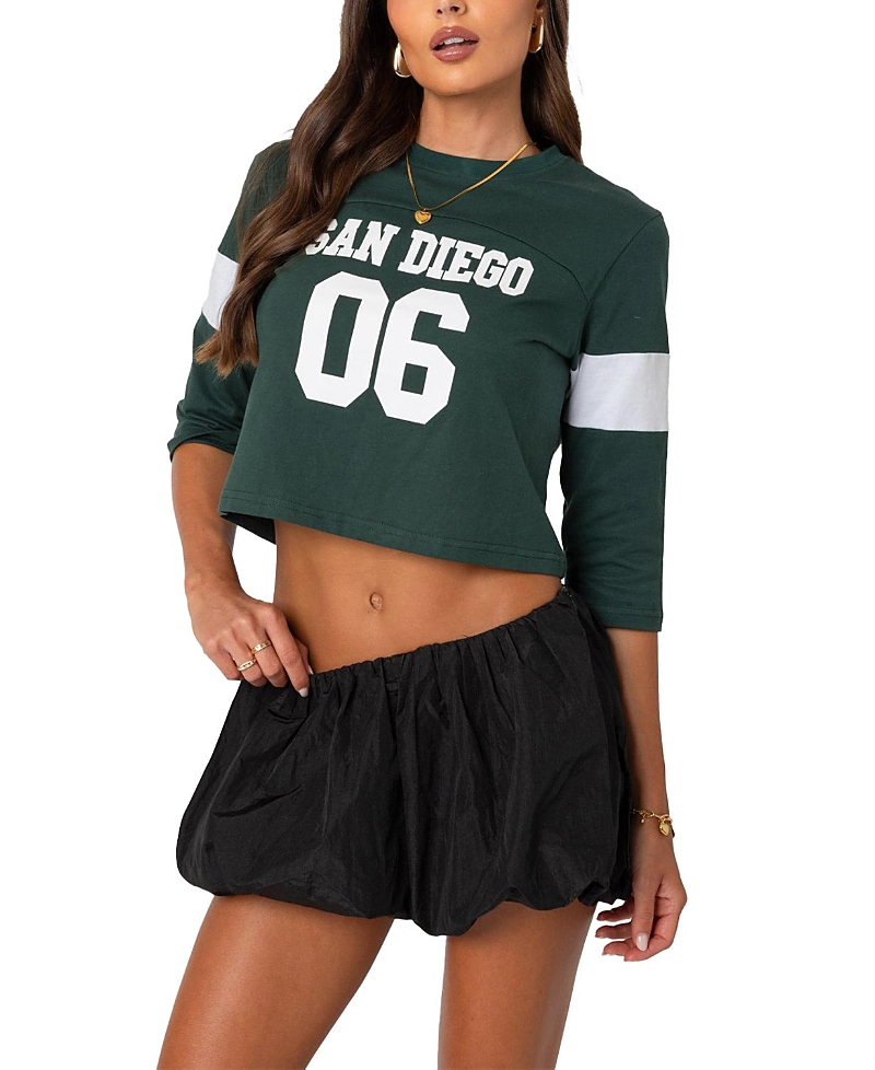 Edikted San Diego Football Cotton Crop Graphic T-shirt In Dark-green