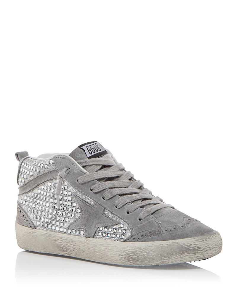 GOLDEN GOOSE UNISEX MID STAR EMBELLISHED MID TOP SNEAKERS