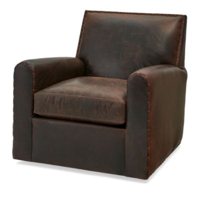 Massoud - Royce Coco Cowboy Leather Swivel Chair