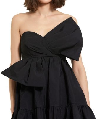 Strapless Faille Twist Bow Mini Dress