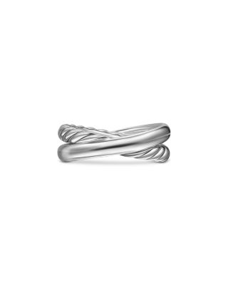 Crossover Two Row Ring in Sterling Silver with 14K Yellow Gold, 7.5mm