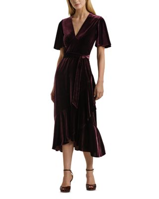 Ralph Lauren - Belted Velvet Flutter Sleeve Dress