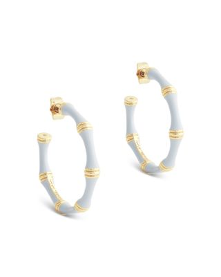 Enamel Bamboo Shaped Hoop Earrings