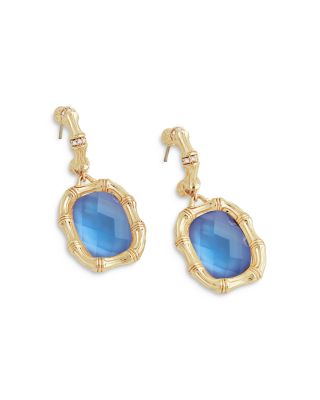 Bamboo Stone Drop Earrings in 18K Gold Plated