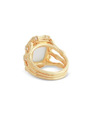 Bamboo White Stone Statement Ring in 18K Gold Plated