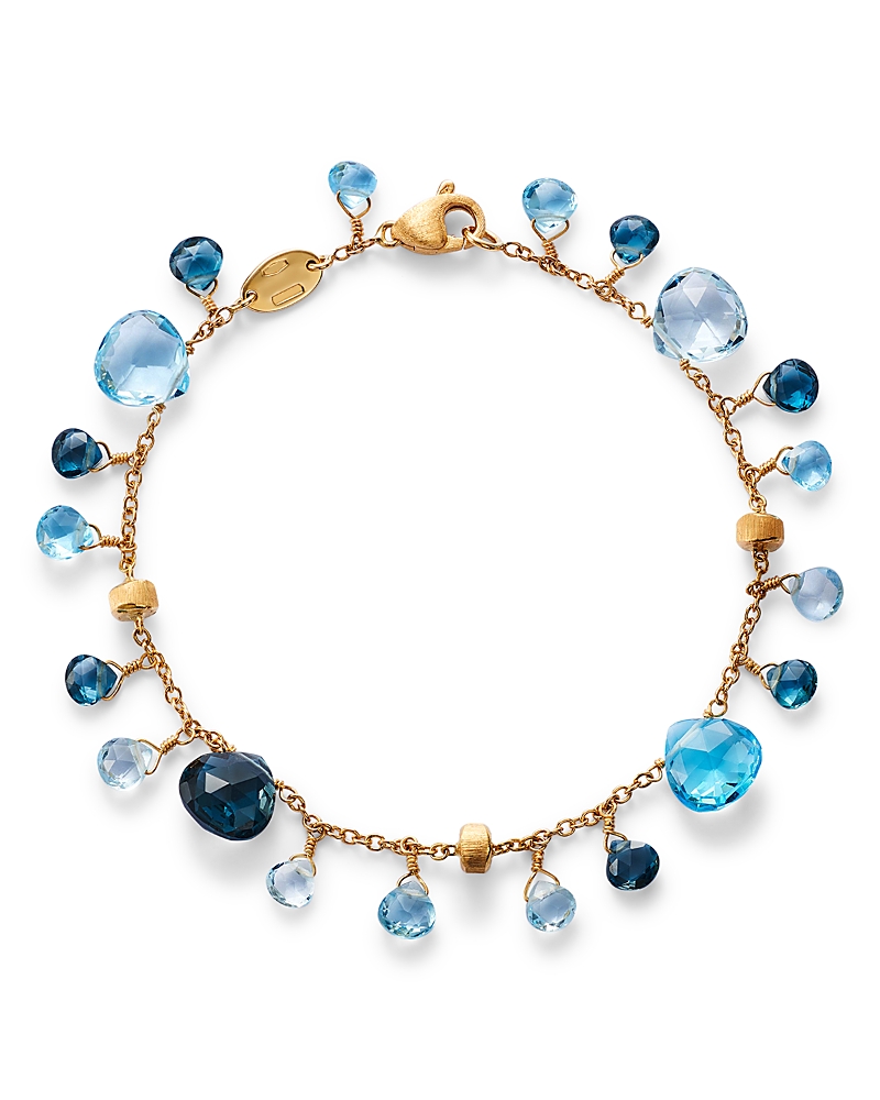 Marco Bicego 18k Yellow Gold Paradise Topaz Swiss Blue & London Blue Topaz Dangle Bracelet In Blue/gold