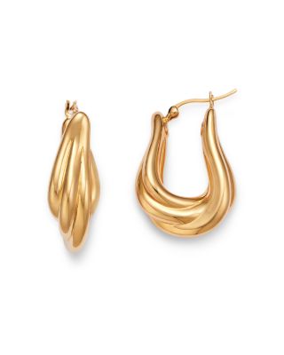 Polished Graduated Hoop Earrings in 14K Yellow Gold