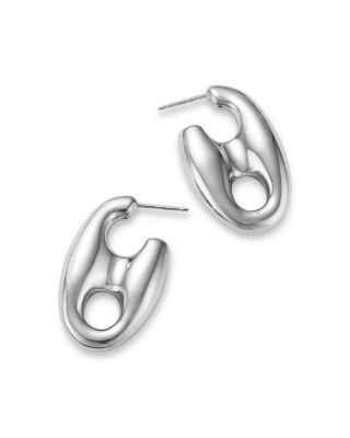 Mariner Link Large J Hoop Earrings in Sterling Silver