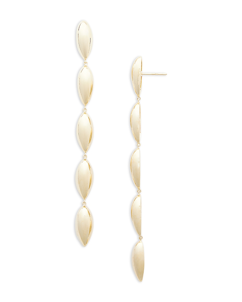 Jennifer Zeuner Dee Polished Pear Shoulder Sweeping Linear Drop Earrings In Gold
