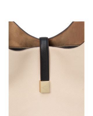Deco Color Blocked Pebbled Leather Medium Shoulder Bag