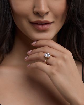 Certified Lab Grown Oval-Cut Diamond Engagement Ring in 18K Yellow Gold, 4.50 tcw