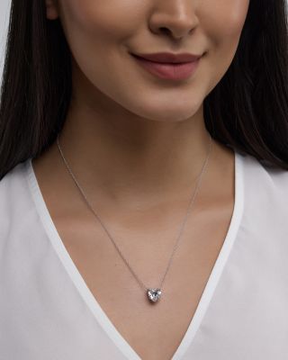 Certified Lab Grown Diamond Heart Pendant Necklace in 18K White Gold, 2.0 tcw