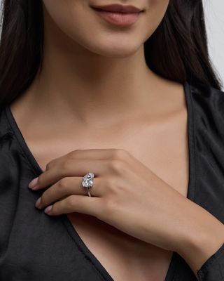 Certified Diamond Lab Grown Pear & Oval Toi Et Moi Engagement Ring in 18K White Gold, 4.0 tcw