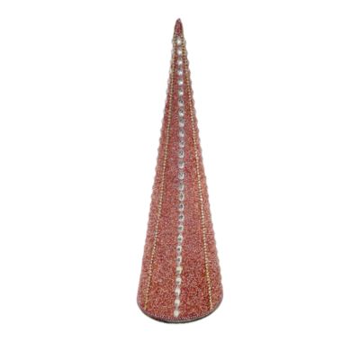 Aman Imports - 15" Beaded and Stone Pink Cone Tree