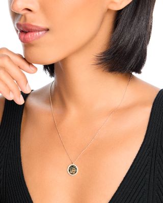 14K Yellow Gold White Topaz Zodiac Pendant Necklace, 16-18&amp;quot;