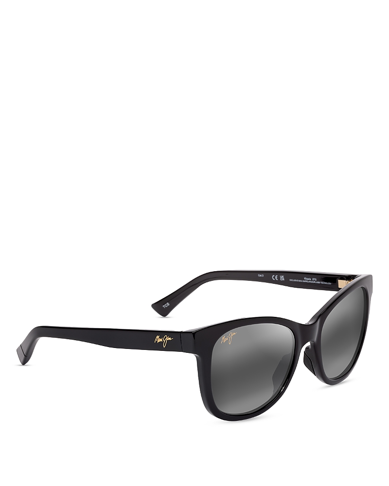 Maui Jim Kiopaa Oversized Cat-eye Sunglasses In Shiny Black