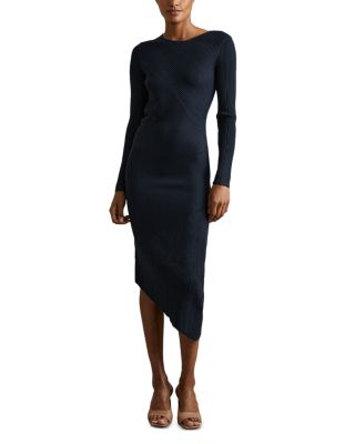 knit dress reiss Jem Asymmetric knitted dress