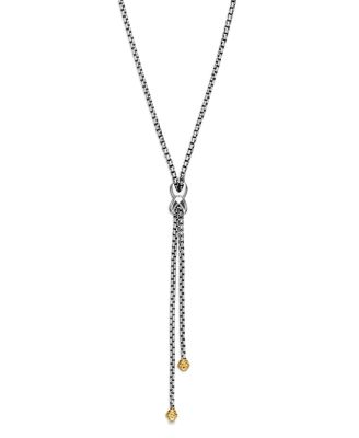 Sterling Silver & 18K Yellow Gold Petite X Lariat Necklace, 17-18"